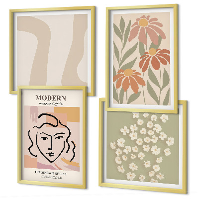 Set de 4 cuadros para salón Mujer abstracta moderna