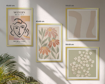 Set de 4 cuadros para salón Mujer abstracta moderna