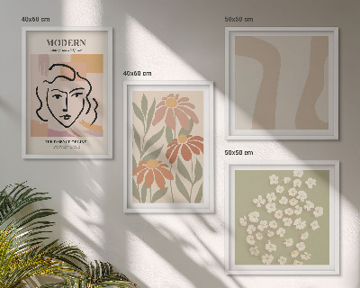 Set de 4 cuadros para salón Mujer abstracta moderna