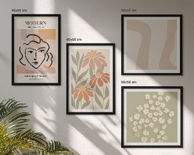Set de 4 cuadros para salón Mujer abstracta moderna