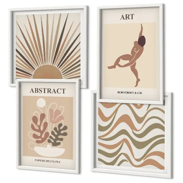 Set de cuadros modernos para salón con patrones abstractos estilo bohemio de Matisse