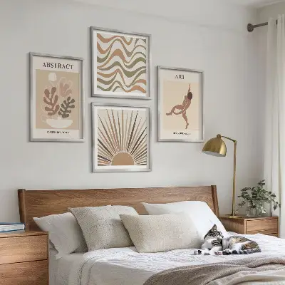 Set de cuadros modernos para salón con patrones abstractos estilo bohemio de Matisse