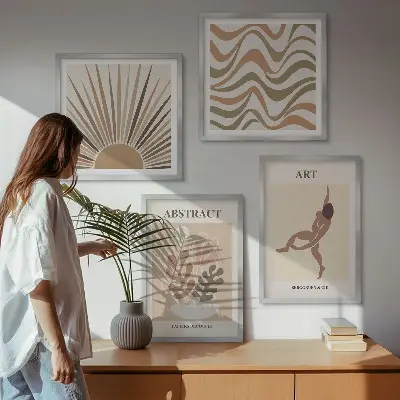 Set de cuadros modernos para salón con patrones abstractos estilo bohemio de Matisse