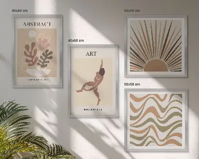Set de cuadros modernos para salón con patrones abstractos estilo bohemio de Matisse