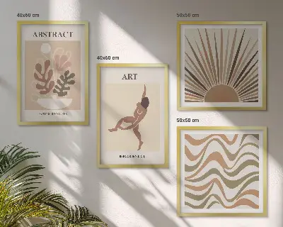 Set de cuadros modernos para salón con patrones abstractos estilo bohemio de Matisse