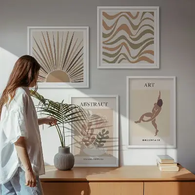Set de cuadros modernos para salón con patrones abstractos estilo bohemio de Matisse