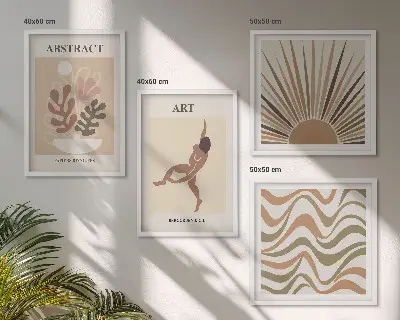 Set de cuadros modernos para salón con patrones abstractos estilo bohemio de Matisse