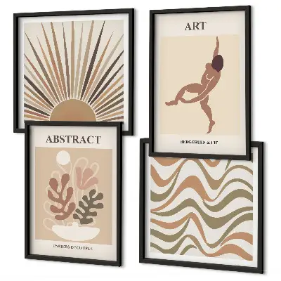 Set de cuadros modernos para salón con patrones abstractos estilo bohemio de Matisse