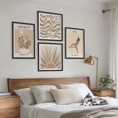 Set de cuadros modernos para salón con patrones abstractos estilo bohemio de Matisse