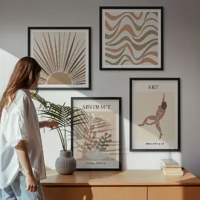 Set de cuadros modernos para salón con patrones abstractos estilo bohemio de Matisse