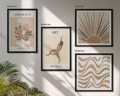 Set de cuadros modernos para salón con patrones abstractos estilo bohemio de Matisse