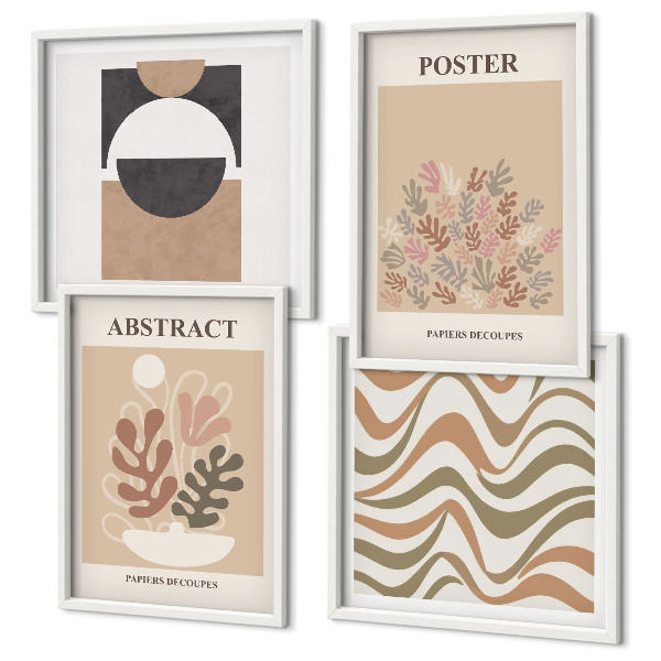 Set de 4 cuadros para salón Patrones de formas abstractas