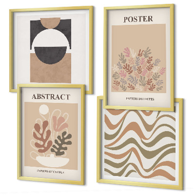 Set de 4 cuadros para salón Patrones de formas abstractas