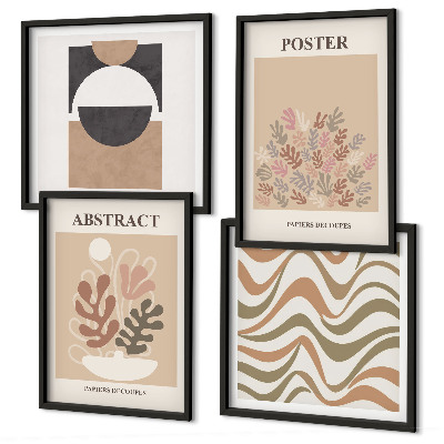 Set de 4 cuadros para salón Patrones de formas abstractas