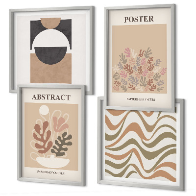 Set de 4 cuadros para salón Patrones de formas abstractas