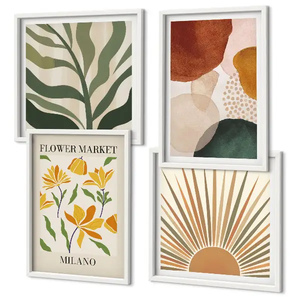 Galería de pared con motivos florales abstractos