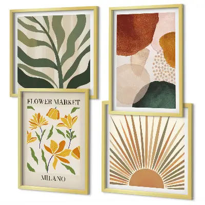 Galería de pared con motivos florales abstractos