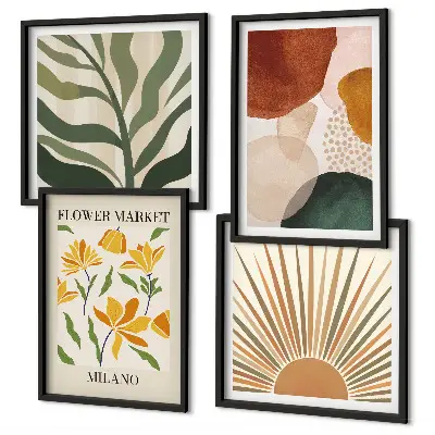 Galería de pared con motivos florales abstractos