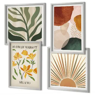 Galería de pared con motivos florales abstractos