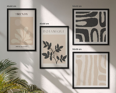 Set de cuadros modernos para salón Elegantes estampados de plantas en beige y negro.