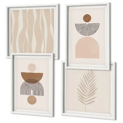 Galería de pared de formas abstractas en tonos marrón y beige