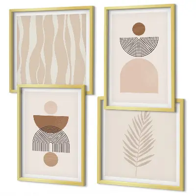 Galería de pared de formas abstractas en tonos marrón y beige