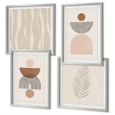 Galería de pared de formas abstractas en tonos marrón y beige