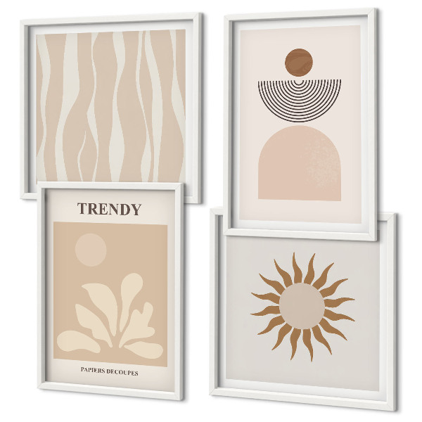 Set de cuadros modernos para salón Beiges abstractos con estilo