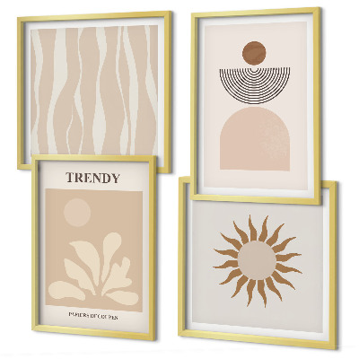 Set de cuadros modernos para salón Beiges abstractos con estilo
