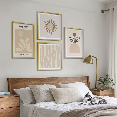 Set de cuadros modernos para salón Beiges abstractos con estilo