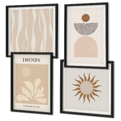 Set de cuadros modernos para salón Beiges abstractos con estilo