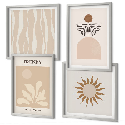 Set de cuadros modernos para salón Beiges abstractos con estilo
