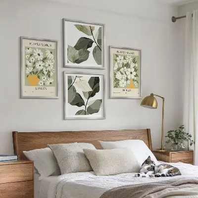 Set de 4 cuadros para salón con estampados florales de Londres y Dublín