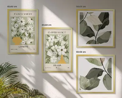 Set de 4 cuadros para salón con estampados florales de Londres y Dublín