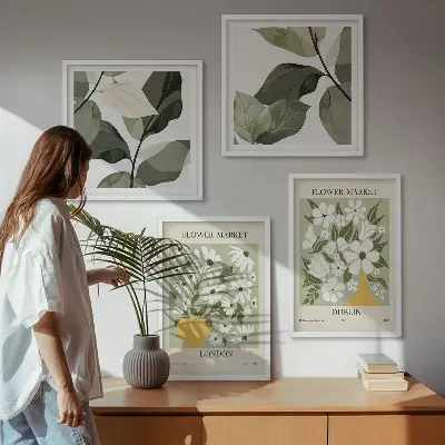 Set de 4 cuadros para salón con estampados florales de Londres y Dublín