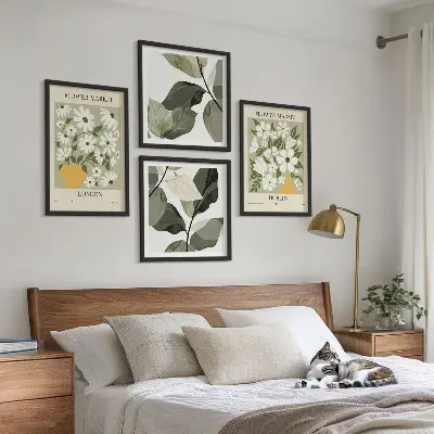 Set de 4 cuadros para salón con estampados florales de Londres y Dublín