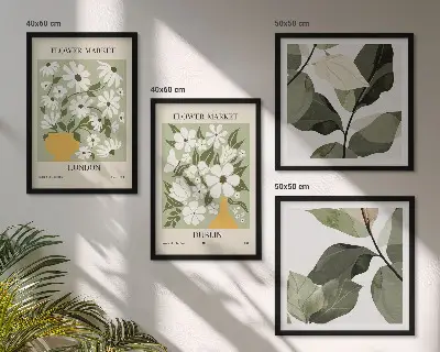 Set de 4 cuadros para salón con estampados florales de Londres y Dublín