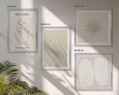 Galería de pared con olas de arena minimalistas