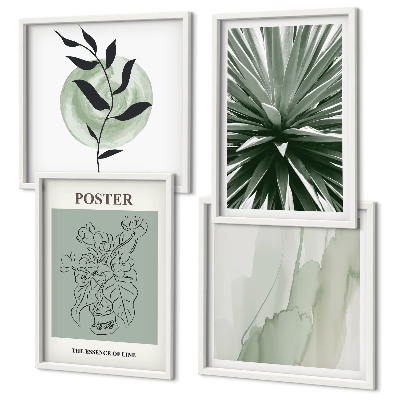 Set de cuadros modernos para salón patrones de plantas verde beige