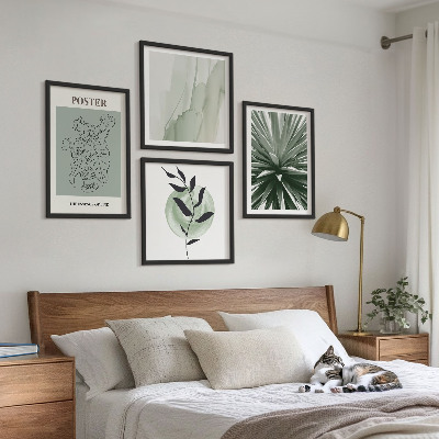 Set de cuadros modernos para salón patrones de plantas verde beige