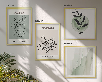 Set de 4 cuadros para salón Flores en un jarrón moderno