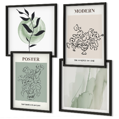 Set de 4 cuadros para salón Flores en un jarrón moderno