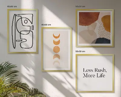 Set de cuadros modernos para salón diseño de formas abstractas coloridas