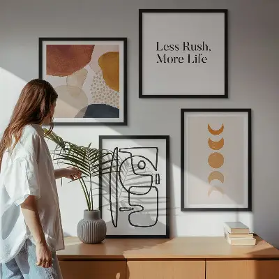 Set de cuadros modernos para salón diseño de formas abstractas coloridas