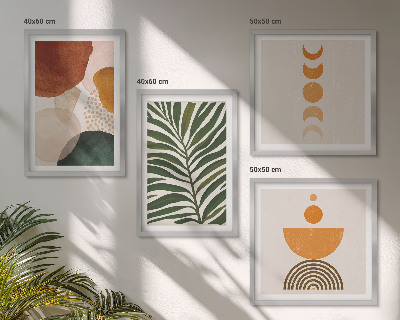 Set de 4 cuadros para salón Formas abstractas de hojas