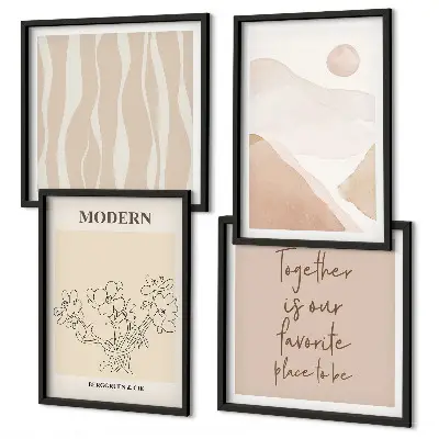 Galería de pared con diseño de colores y formas abstractas