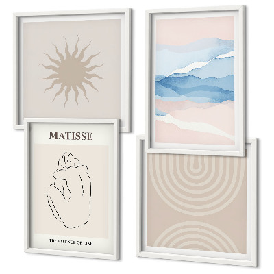 Set de cuadros modernos para salón Líneas onduladas pastel minimalista