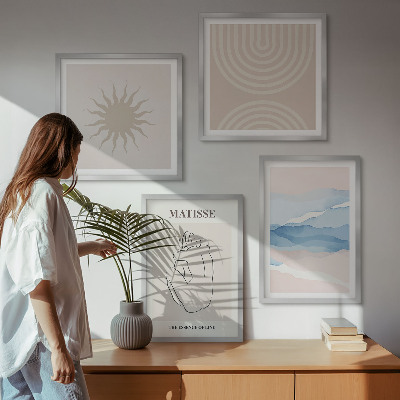 Set de cuadros modernos para salón Líneas onduladas pastel minimalista