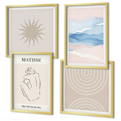 Set de cuadros modernos para salón Líneas onduladas pastel minimalista