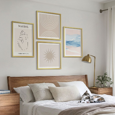 Set de cuadros modernos para salón Líneas onduladas pastel minimalista